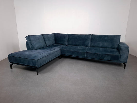 Velourse hoekbank | Petrol blauw