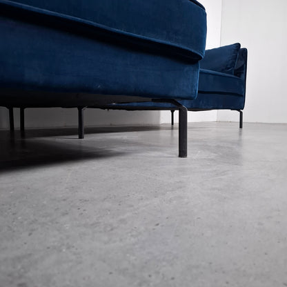 Velourse hoekbank | Donker blauw