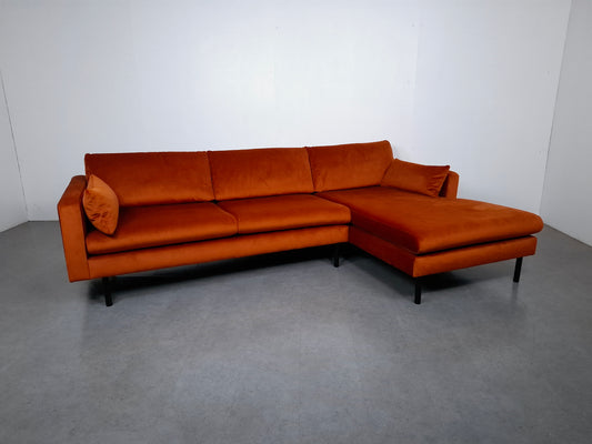 NOUS Living 3 zits hoekbank velvet | Oranje