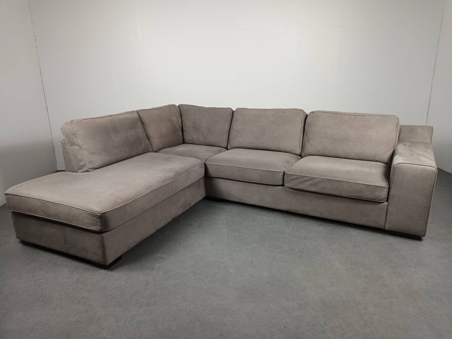 Velourse hoekbank | Wit (vergrijsd)