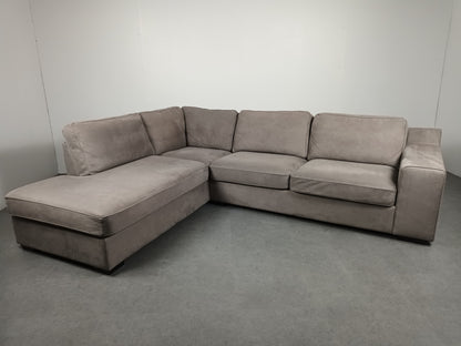 Velourse hoekbank | Wit (vergrijsd)