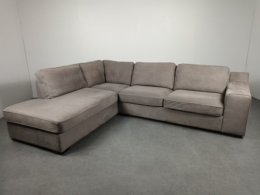 Velourse hoekbank | Wit (vergrijsd)