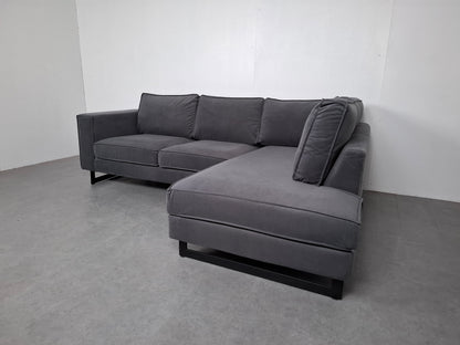 Velourse hoekbank | Grijs