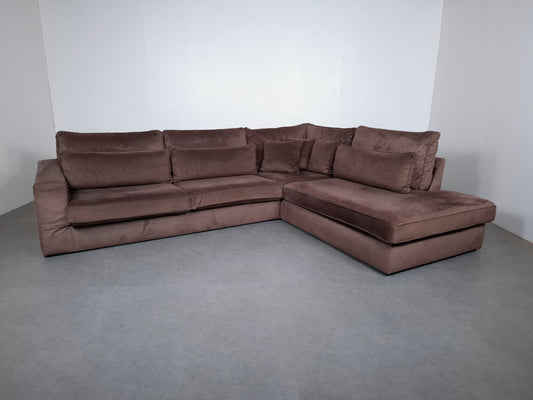 Luxe Velourse hoekbank | Bruin