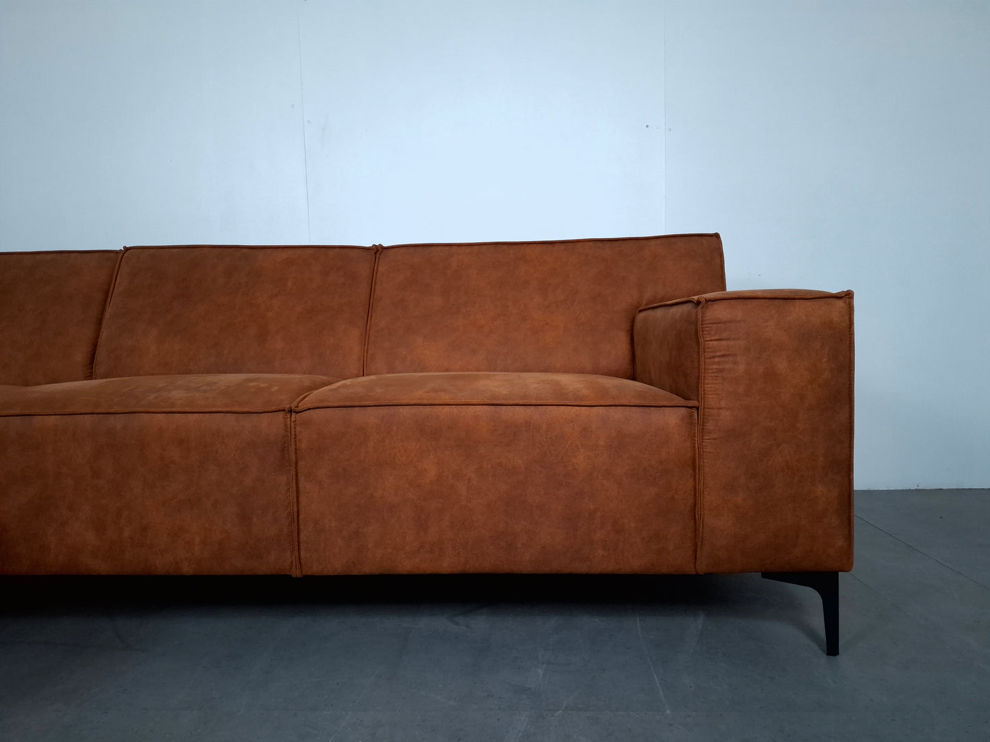 Moderne 3 zits Hoekbank | Cognac bruin, Roest patroon