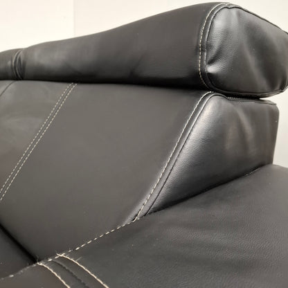 Moderne hoekbank van leder | Zwart