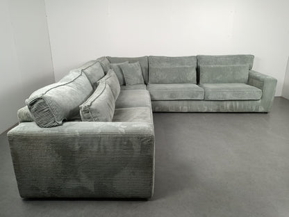 Royale Ribstof hoekbank | ijsblauw
