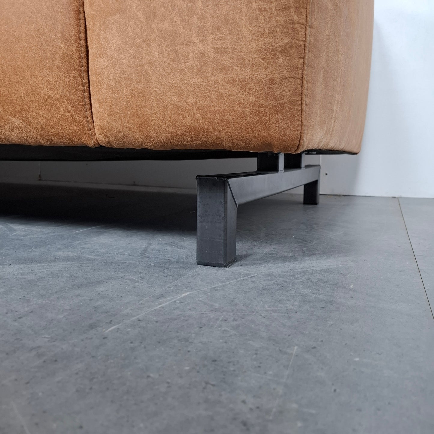Industriële hoekbank | Cognac bruin
