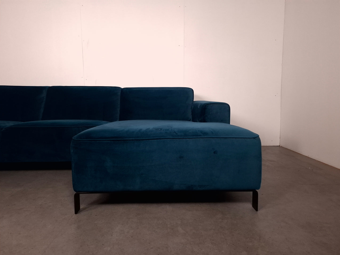 Velourse 3 zits Hoekbank | Blauw