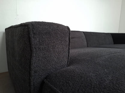 Corduroy (teddy stof) hoekbank | Donker grijs