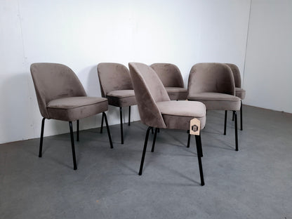 Set van 6 BePureHome Vogue Nougat Stoelen (Nieuw) | Grijs