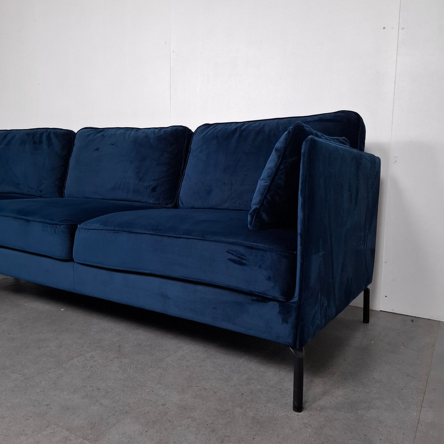 Velourse hoekbank | Donker blauw