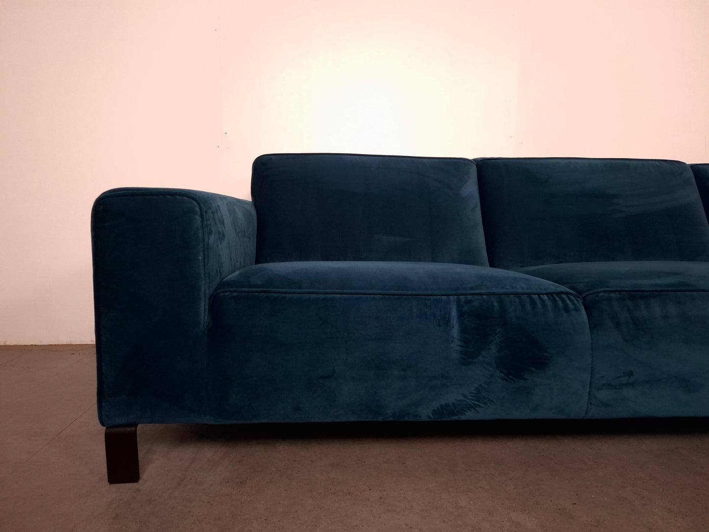 Velourse 3 zits Hoekbank | Blauw