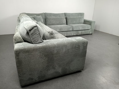 Royale Ribstof hoekbank | ijsblauw
