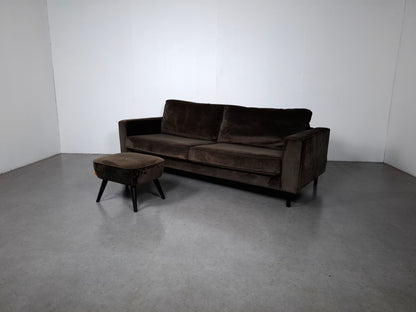 Woood Robin 3 zits Bank met Hocker | Warmgroen