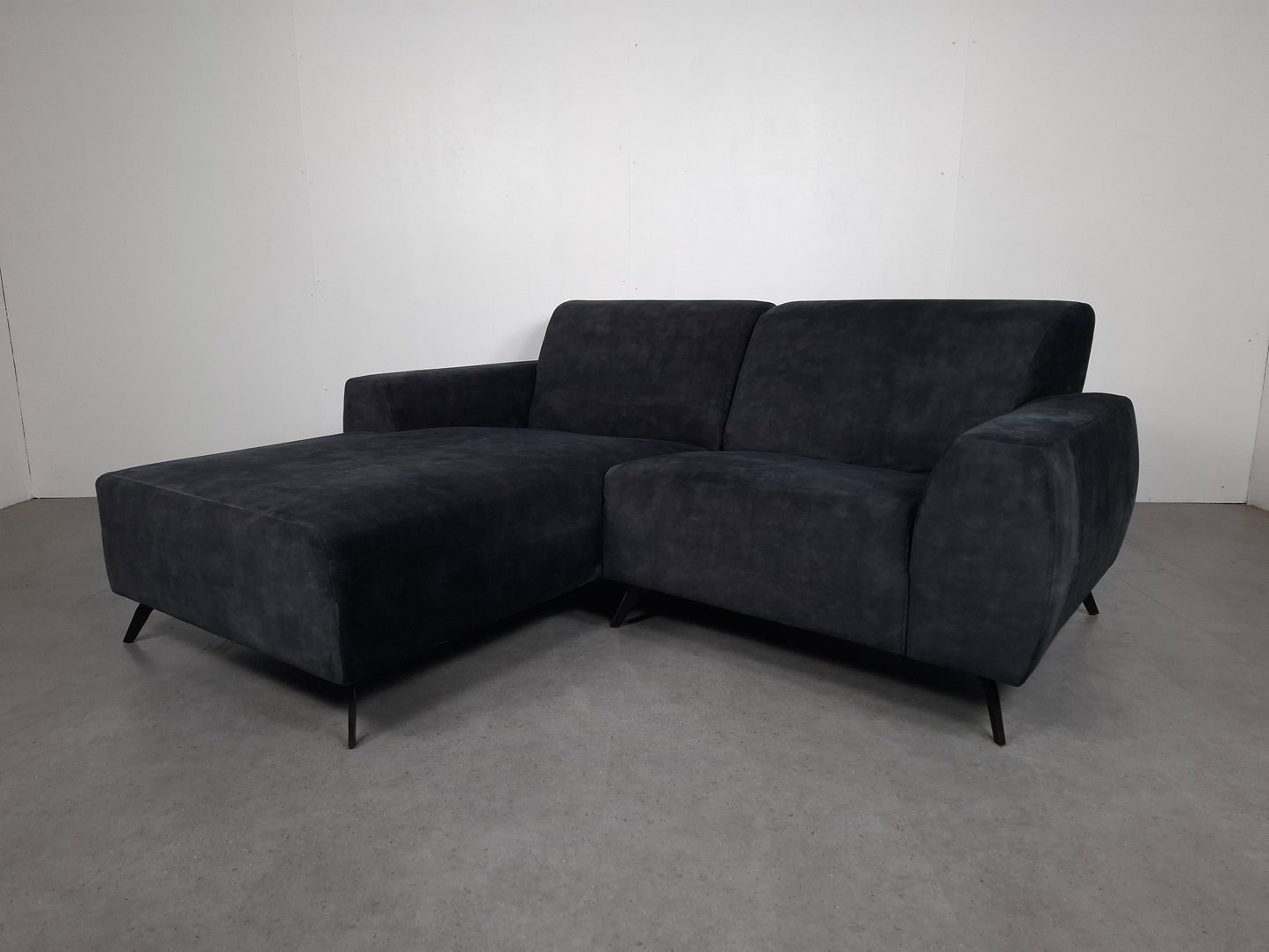 Velourse 2-zits hoekbank | Donker blauw