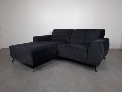 Velourse 2-zits hoekbank | Donker blauw