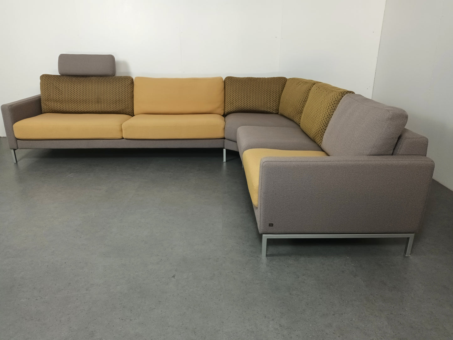 Rolf Benz designer hoekbank | Licht grijs & geel