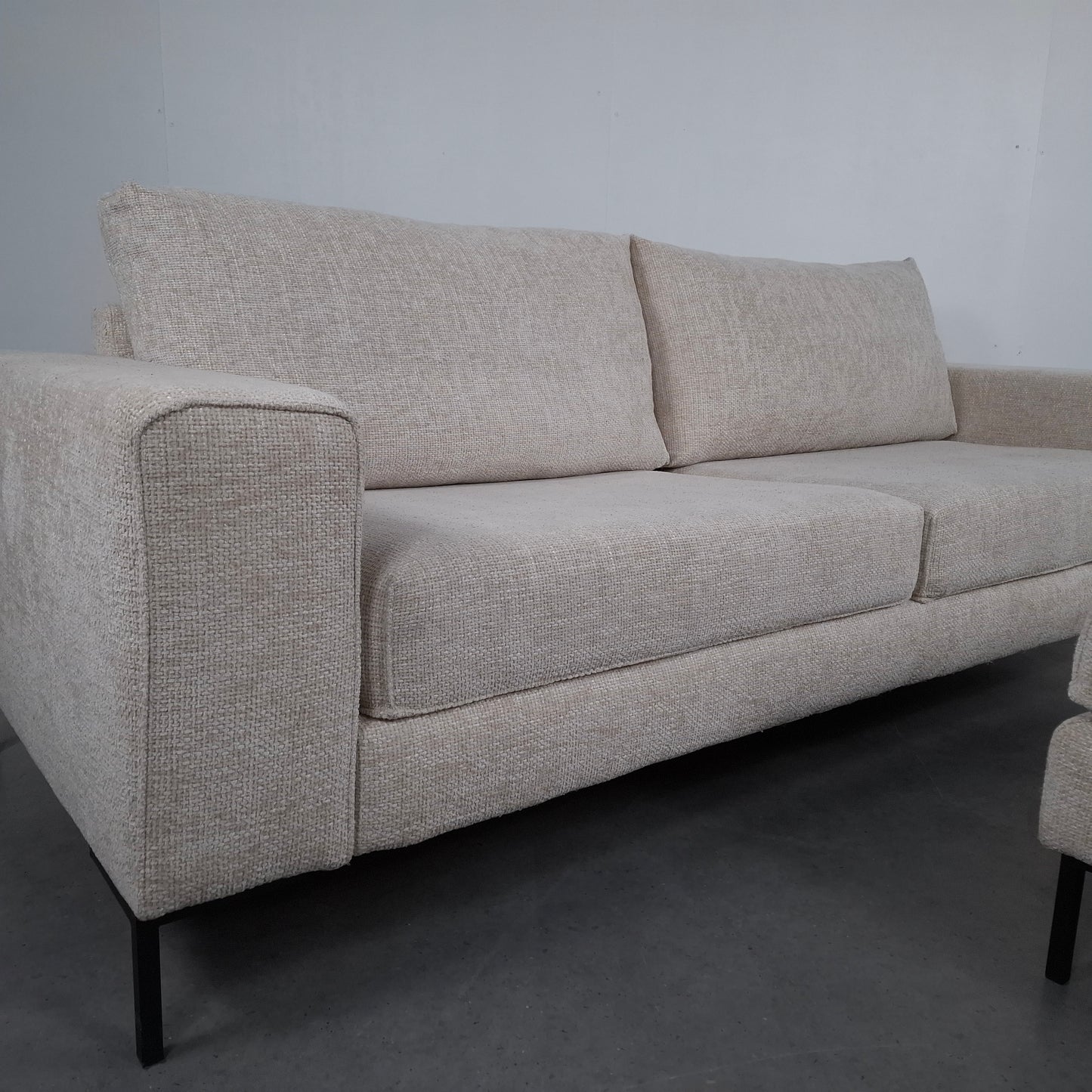 Moderne 4-zits bank met hocker | Creme