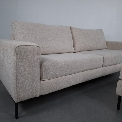 Moderne 4-zits bank met hocker | Creme