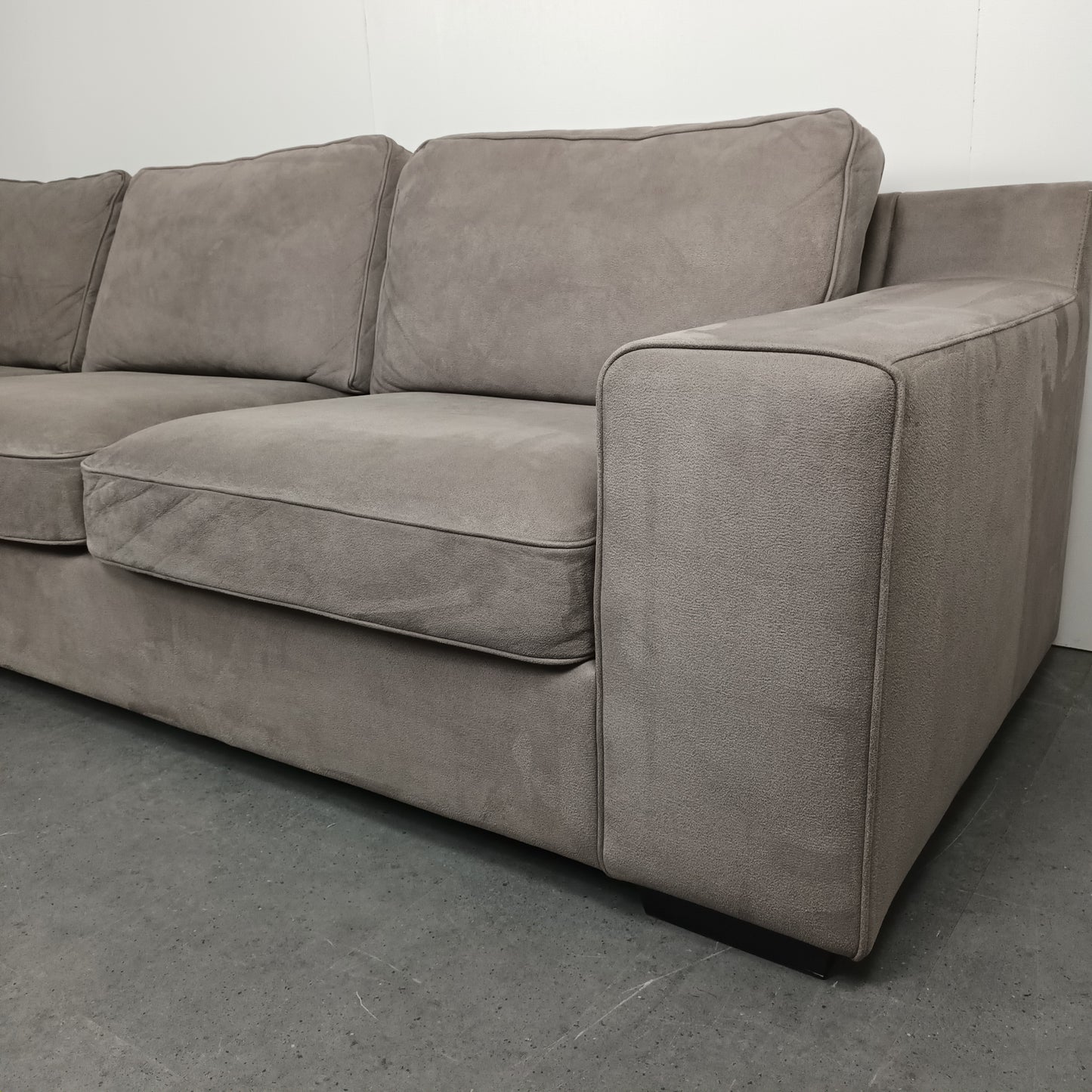 Velourse hoekbank | Wit (vergrijsd)