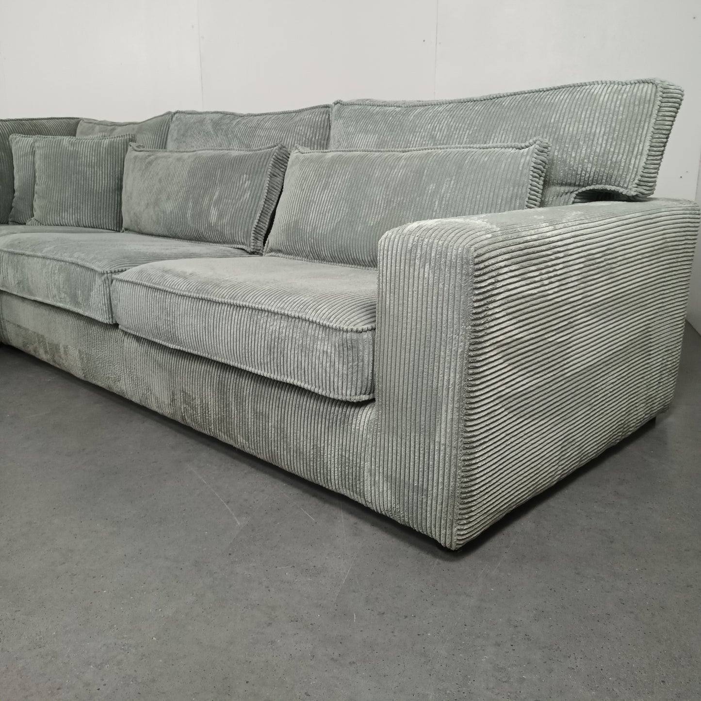 Royale Ribstof hoekbank | ijsblauw