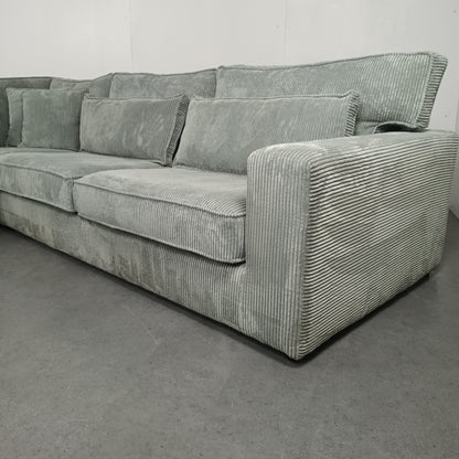 Royale Ribstof hoekbank | ijsblauw