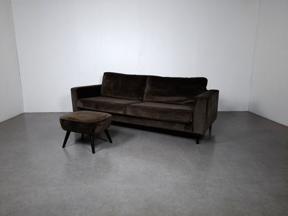 Woood Robin 3 zits Bank met Hocker | Warmgroen