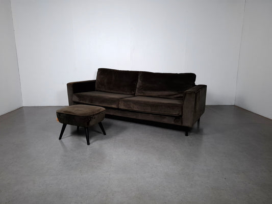 Woood Robin 3 zits Bank met Hocker | Warmgroen