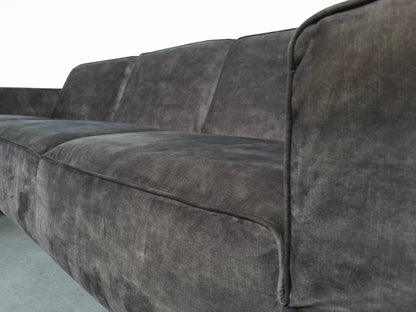 Velourse 3 zits bank met Stonewash | Grijs