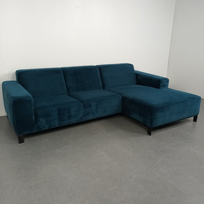 Velourse hoekbank | Diep blauw