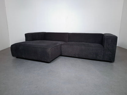 Corduroy (teddy stof) hoekbank | Donker grijs