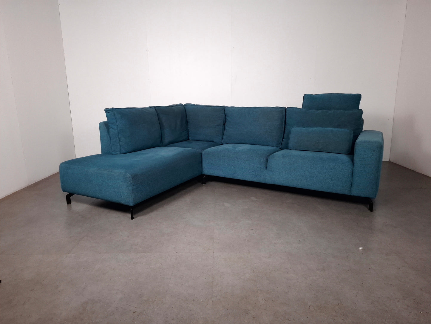 Hoekbank met Verplaatsbare Hoofdleuning | Aqua Blauw