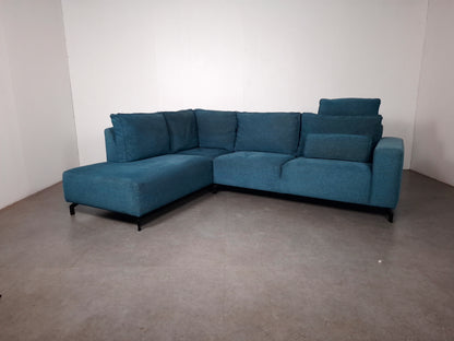 Hoekbank met Verplaatsbare Hoofdleuning | Aqua Blauw