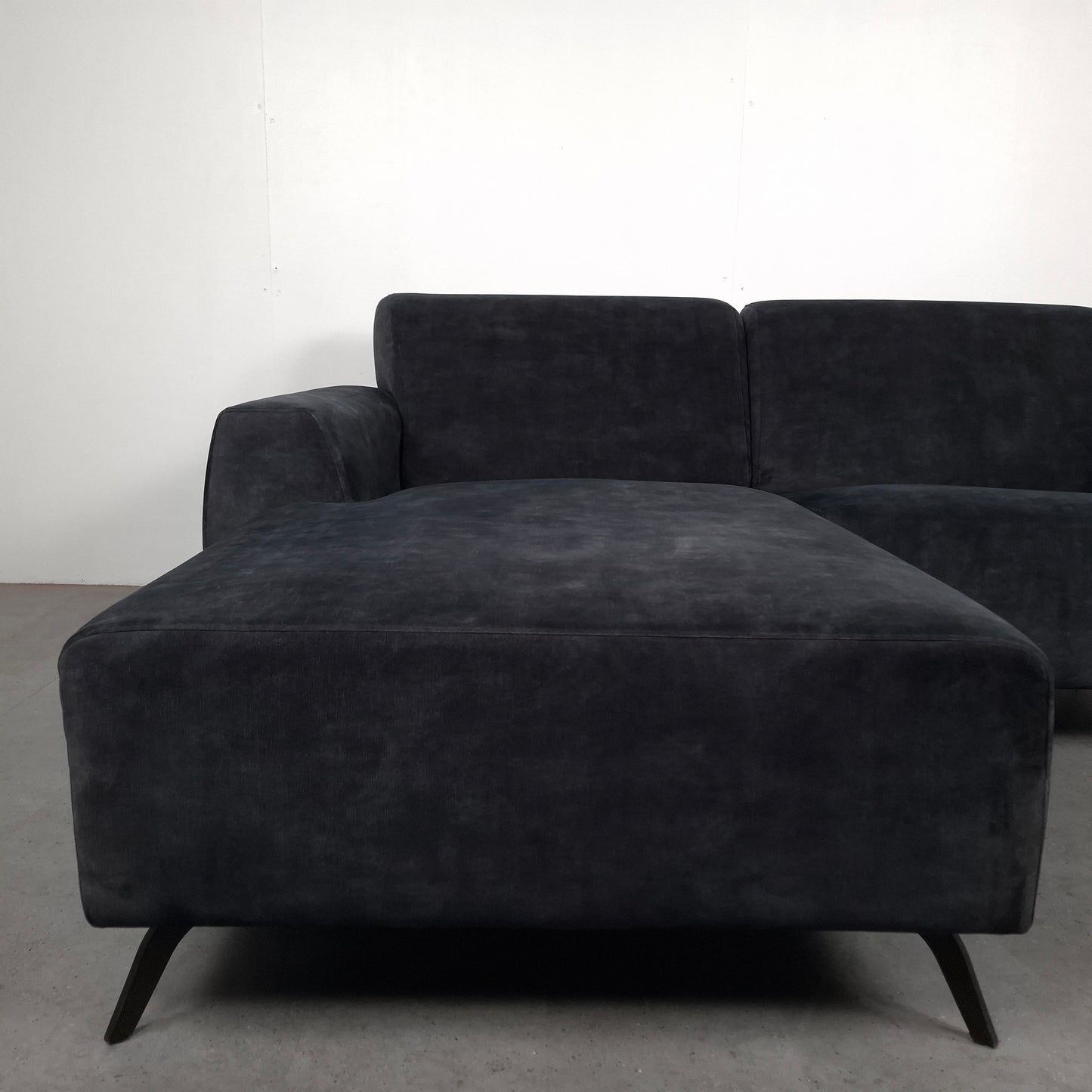 Velourse 2-zits hoekbank | Donker blauw