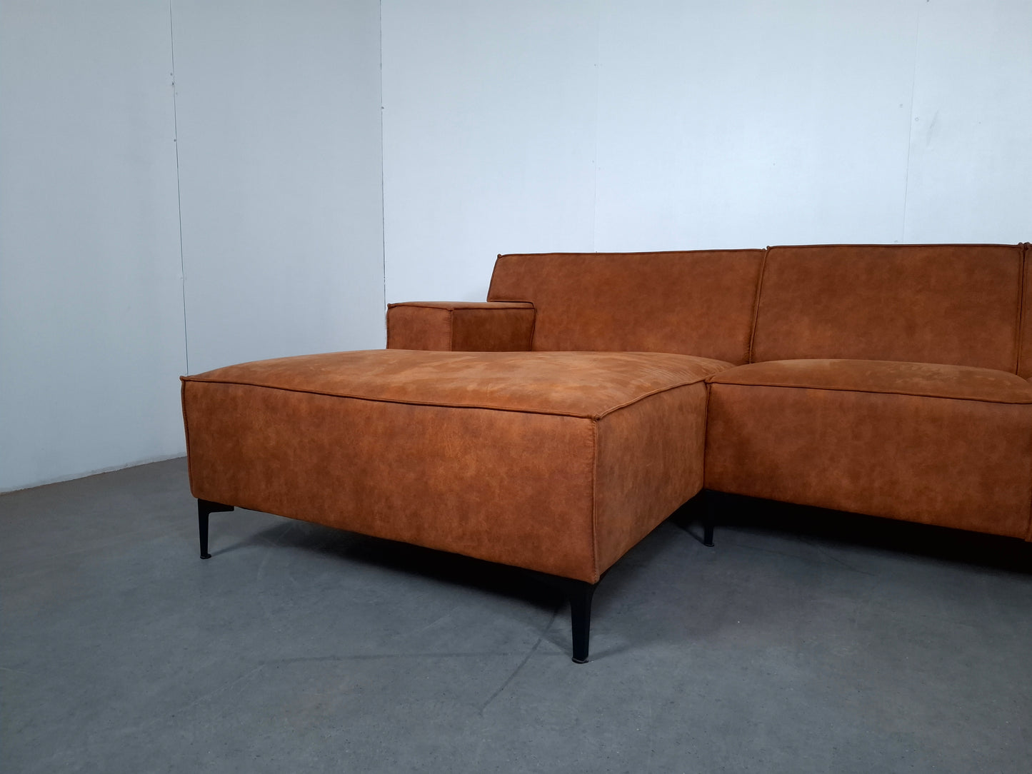 Moderne 3 zits Hoekbank | Cognac bruin, Roest patroon