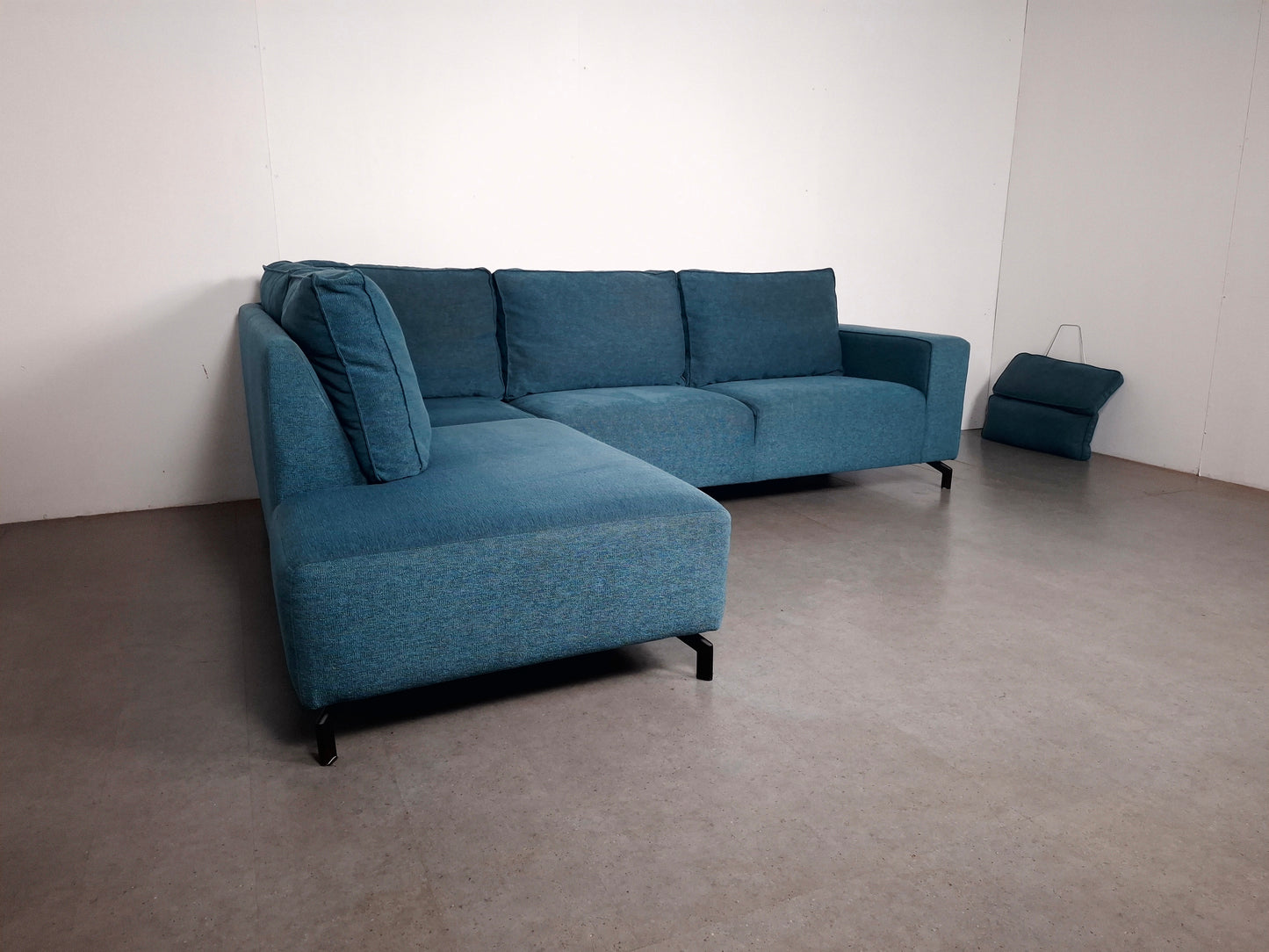 Hoekbank met Verplaatsbare Hoofdleuning | Aqua Blauw