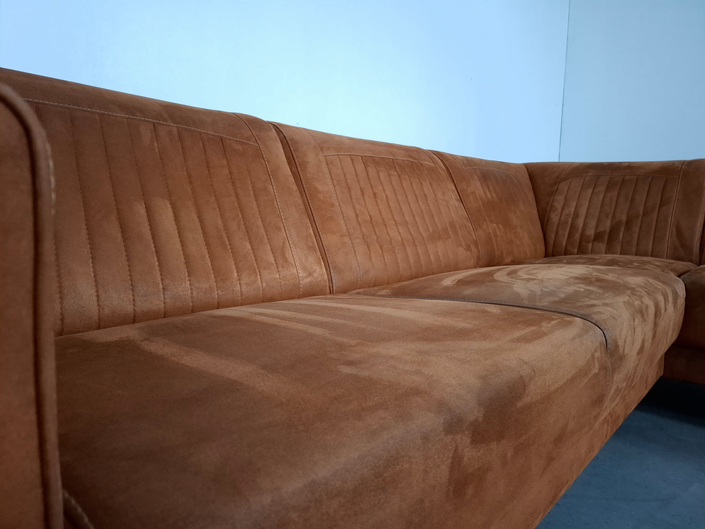 Moderne Suede look Hoekbank | Cognac bruin