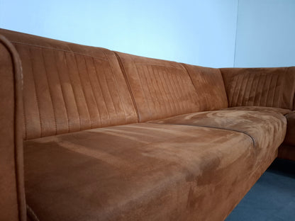 Moderne Suede look Hoekbank | Cognac bruin