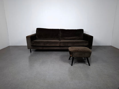 Woood Robin 3 zits Bank met Hocker | Warmgroen
