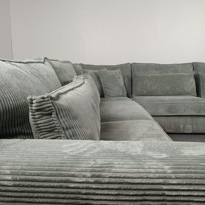 Royale Ribstof hoekbank | ijsblauw