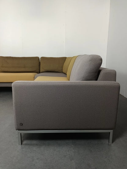 Rolf Benz designer hoekbank | Licht grijs & geel