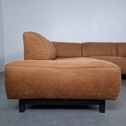 Industriële hoekbank | Cognac bruin