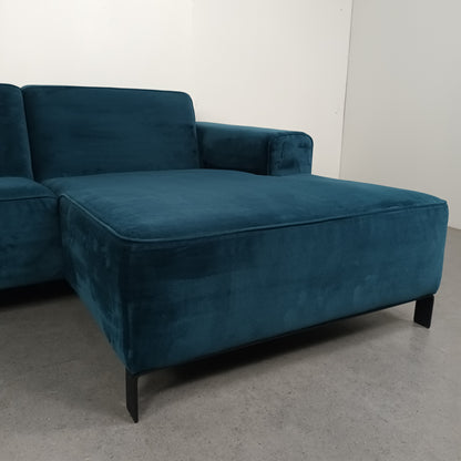 Velourse hoekbank | Diep blauw