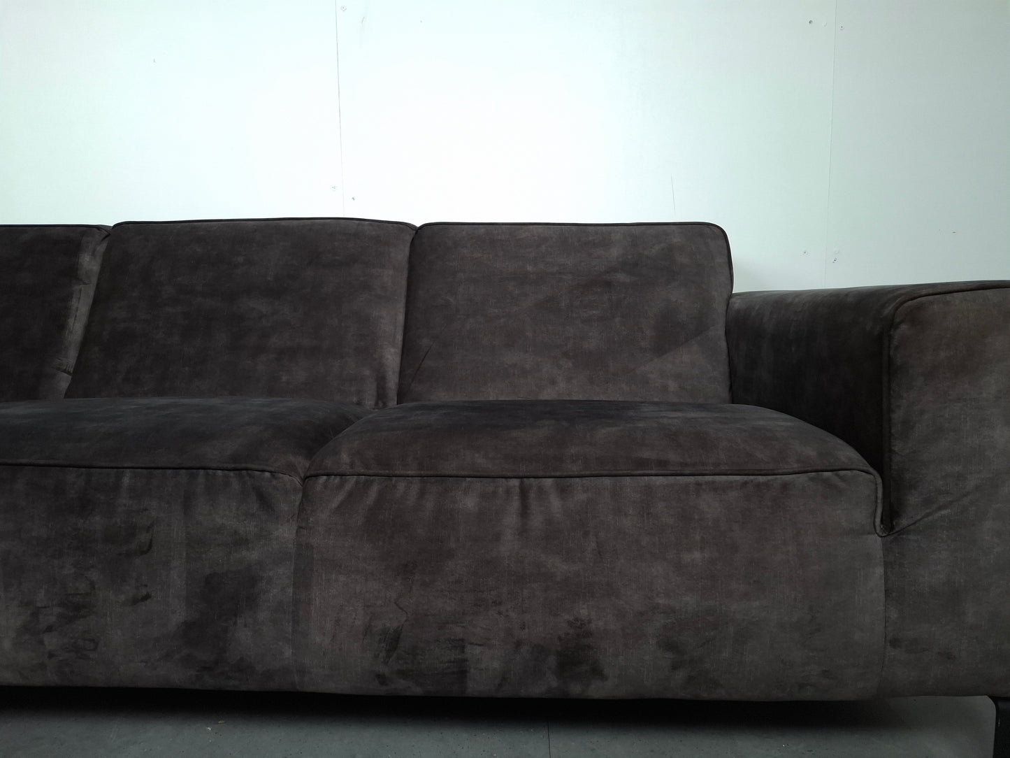Velourse 3 zits bank met Stonewash | Grijs
