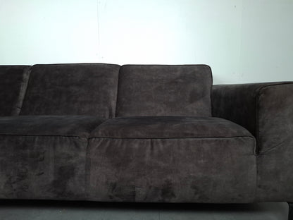 Velourse 3 zits bank met Stonewash | Grijs