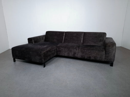 Velourse 3 zits bank met Stonewash | Grijs