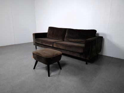 Woood Robin 3 zits Bank met Hocker | Warmgroen