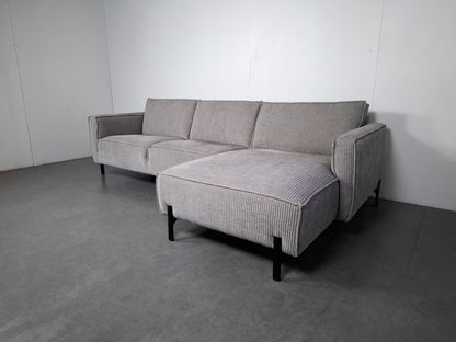 Moderne Rib Hoekbank | Licht grijs