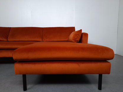 NOUS Living 3 zits hoekbank velvet | Oranje